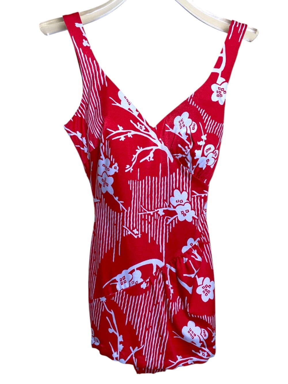 Vintage Sirena Red And White Floral One Piece Swimsuit